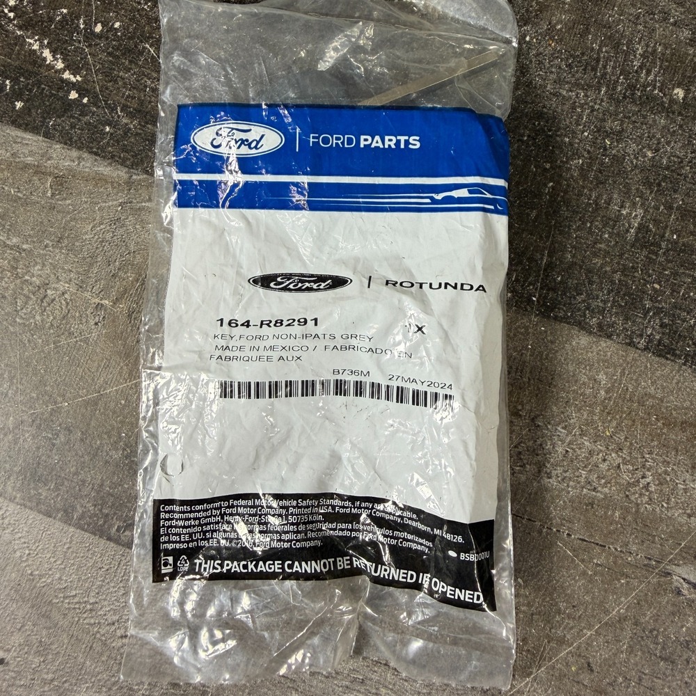 Ford Rotunda Key IPATS Plain Non-Transponder Grey 164-R8291 uncut key blank